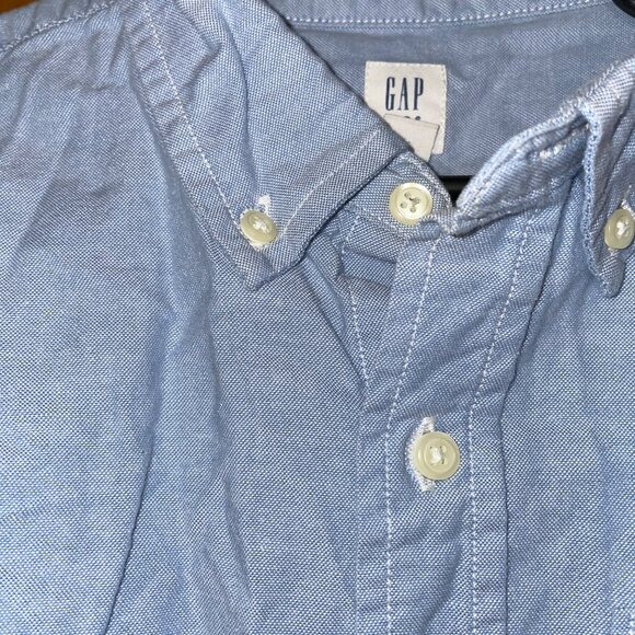 Gap Kids Light Blue Button-Up Shirt XL (12) 100% Cotton Long Sleeve Classic Fit - Picture 3 of 7